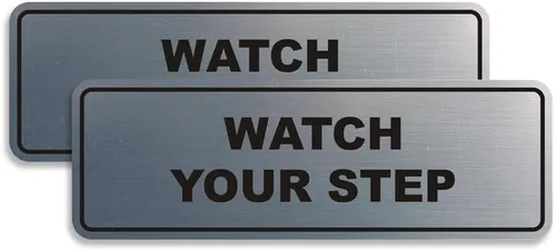 Miniatura 14 de Signs ByLITA Letrero estándar para pared o puerta con texto en inglés «Watch Your Step», señalización de salud y seguridad (negro), mediano
