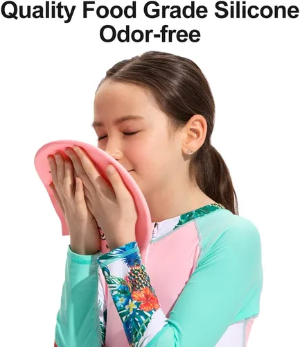Miniatura 3 de COPOZZ Gorros de natación para niños, de silicona, impermeable, cómodo, gorro de natación para cabello largo y corto Gatito rosa-5-12 años
