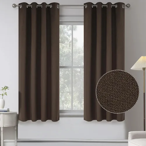 Miniatura 48 de KEQIAOSUOCAI Cortinas de lino 100% opacas de 100 pulgadas de largo, 2 paneles para dormitorio, estilo casa de campo moderna, completamente negro