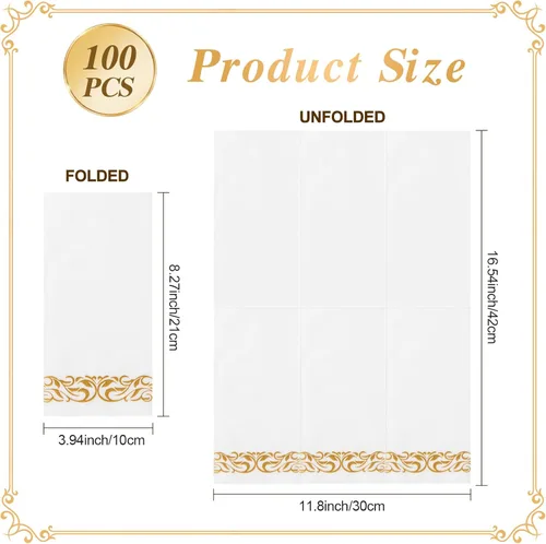 Miniatura 4 de Goodluck Paquete de 100 unidades de toallas de invitados con tacto de lino desechables – Toallas de mano de papel suaves y absorbentes para baño