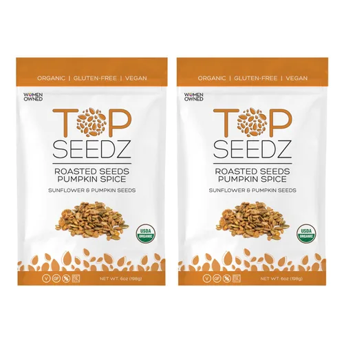 Top Seedz Semillas tostadas de calabaza veganas certificadas sin gluten | Paquete de 2 | 6 onzas | Hecho de semillas de girasol y calabaza sin