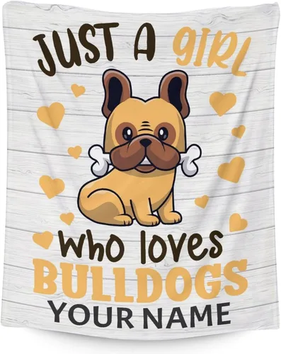 Miniatura 11 de Manta personalizada de bulldog francés con texto y nombre, 30 x 40 pulgadas, manta de franela suave, cálida, ligera y acogedora, regalo para amantes