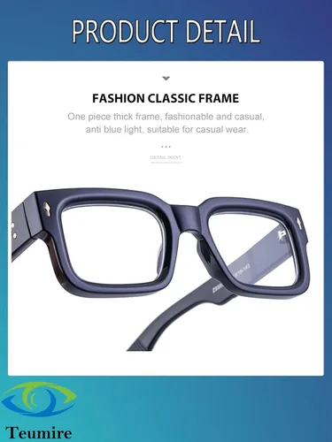Miniatura 8 de Gafas de marco cuadrado grueso para mujeres y hombres, anteojos rectangulares gruesos, sin receta, lentes de luz azul para computadora