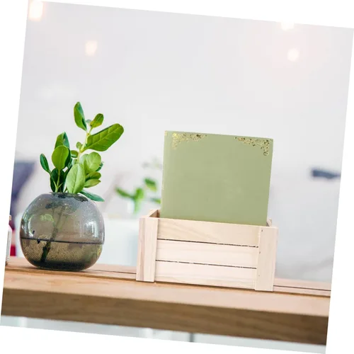 Miniatura 5 de Yardwe Caja de almacenamiento de escritorio de madera creativa, organizador de oficina y hogar, pequeña madera natural hecha a mano para decoración