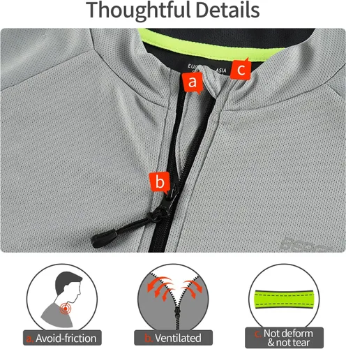 Miniatura 12 de BERGRISAR Camisetas básicas de ciclismo para hombre, manga corta, bolsillos con cremallera
