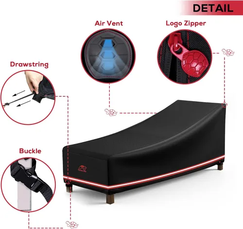 Miniatura 4 de Turtle Life Funda para silla de patio, impermeable, resistente, para exteriores, con ventilación de aire mejorada, 1 paquete, 64 pulgadas de largo x