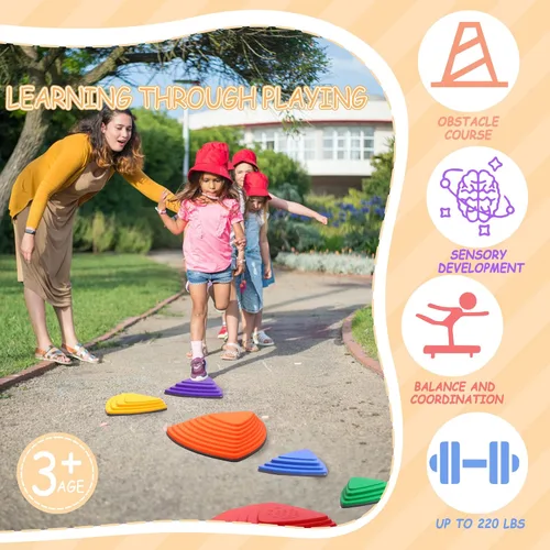Miniatura 3 de Piedras para niños a partir de 3 años – Los peldaños duraderos fomentan el equilibrio de los niños pequeños y las habilidades motoras gruesas