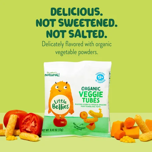 Miniatura 5 de Little Bellies Tubitos Orgánicos de Verduras Bocadillo para Niños Pequeños (Paquete de 7 x 0.42 oz Paquetes Individuales)
