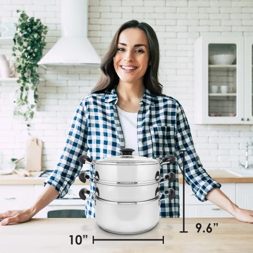 Miniatura 8 de CONCORD - Utensilios de cocina de acero inoxidable de 3 niveles, 9.4 in (compatible con inducción)