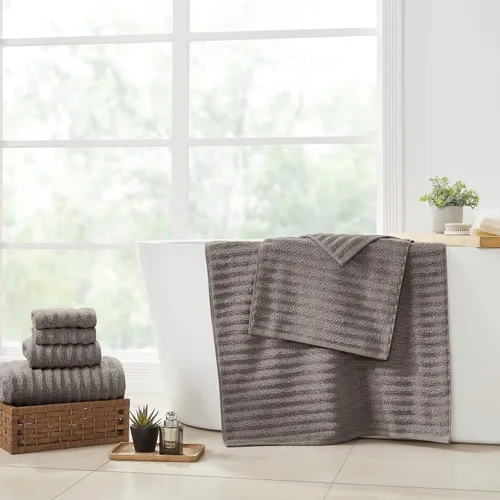 Miniatura 3 de Amrapur Overseas - Colección de spa de lujo Juego de 6 toallas de secado rápido ultrasuaves de 550 GSM, 100% algodón peinado ondulado [gris]