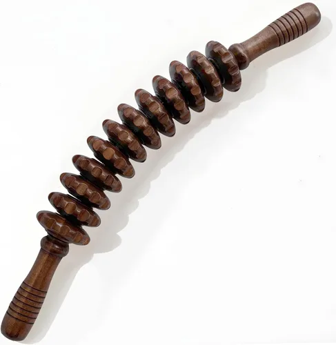 Miniatura 14 de Rodillo de masaje de terapia de madera con puntos de activación miofasciales de liberación, herramienta de masajeador para reducción de celulitis