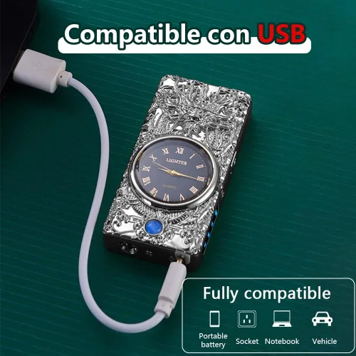 Miniatura 5 de SKRFIRE Encendedor de Plasma Recargable a Prueba de Viento, Encendedor Eléctrico USB Sin Llama, Encendedor de Doble Arco con Chip Inteligente