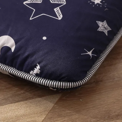 Miniatura 6 de MAXYOYO - Colchón de futón de suelo japonés con estrellas azul marino, colchón de tatami, alfombra de piso plegable, colchón portátil para camping