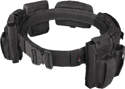 Miniatura 2 de YAKEDA - Cinturón táctico de batalla para uso público, con bolsas, 7 en 1 Negro