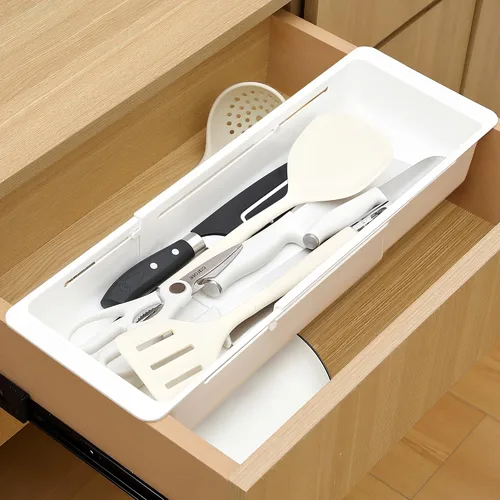 Miniatura 10 de Paquete de 1 Organizadores de Cajones Profundos, Organizador de Cajón Deslizante Expandible y Ajustable para Utensilios de Cocina, Toallas