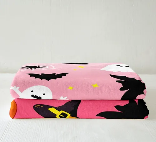 Miniatura 4 de Manfei Manta de Halloween con farol de calabaza, fantasmas, para decoración de habitación de niños y niñas, manta de araña negra para sofá, manta
