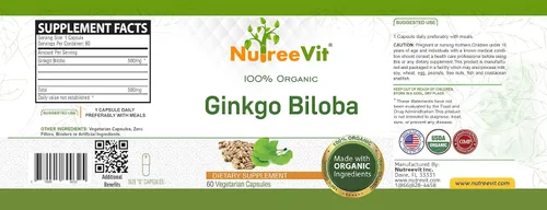 Miniatura 2 de NutreeVit Cápsulas de suplemento de hierbas Ginkgo Biloba (240 unidades)