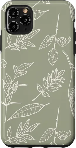 Miniatura 13 de Funda verde salvia para iPhone 13 Pro Max con diseño de hojas botánicas