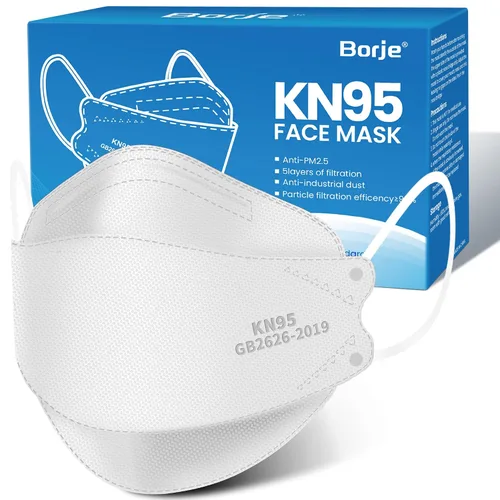 Miniatura 11 de Borje Mascarillas KN95, paquete de 50, transpirables, cómodas y desechables, mascarillas KN95 para adultos Azul polvoriento = 50