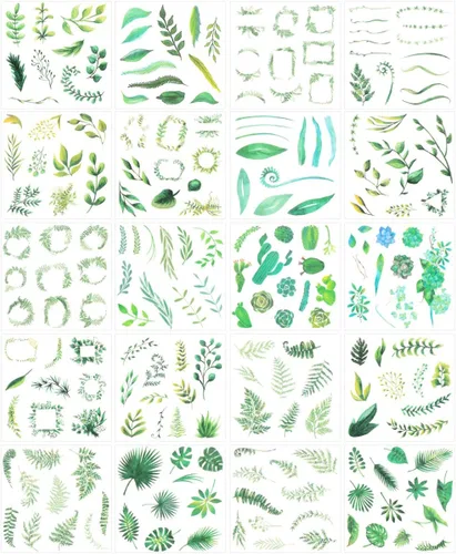 Miniatura 10 de allydrew Washi - Juego de calcomanías para álbumes de recortes, hojas verdes (20 hojas)