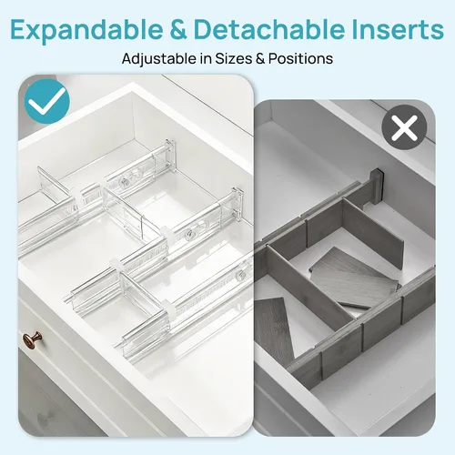 Miniatura 8 de Vtopmart Separadores de cajones de 2.36” con inserciones expandibles, organizador de cajones de cocina ajustable de 12.8"-22.3", separador