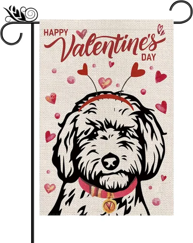Miniatura 7 de Bandera de jardín para el día de San Valentín, banderas de perro Boston Terrier para exteriores, amor, corazón, aniversario, boda, fiesta, hogar