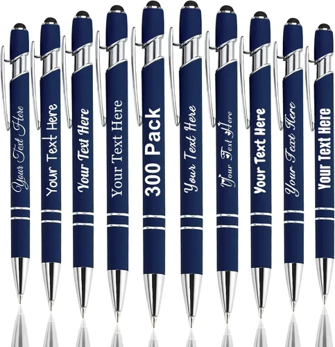 Miniatura 25 de Hasta 300 bolígrafos personalizados a granel con nombre personalizado con grabado gratis, puntas de lápiz capacitivo grabado, bolígrafo