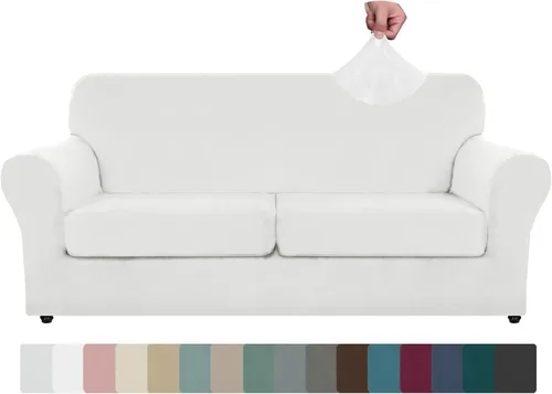 Miniatura 24 de ZNSAYOTX Funda de terciopelo de 3 piezas para sofá de 3 piezas con 2 fundas de cojín de asiento extra grandes, funda elástica para sofá de 2 plazas