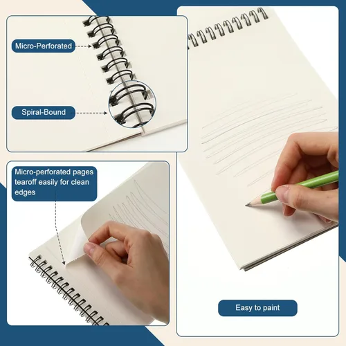 Miniatura 5 de Jexine 20 cuadernos de bocetos encuadernados en espiral superior de 5.5 x 8.5 pulgadas, 30 hojas cada una (68 libras/3.53 oz/m²), bloc de dibujo