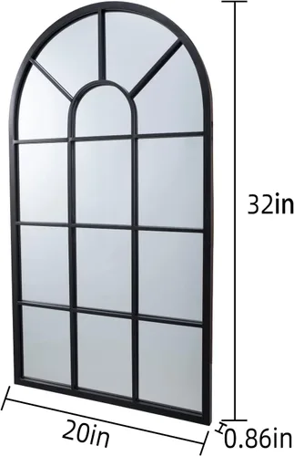 Miniatura 2 de LYYYXGYP Espejo de ventana arqueado con marco de metal negro montado en la pared, espejo decorativo de ventana para sala de estar, 20 x 32 pulgadas