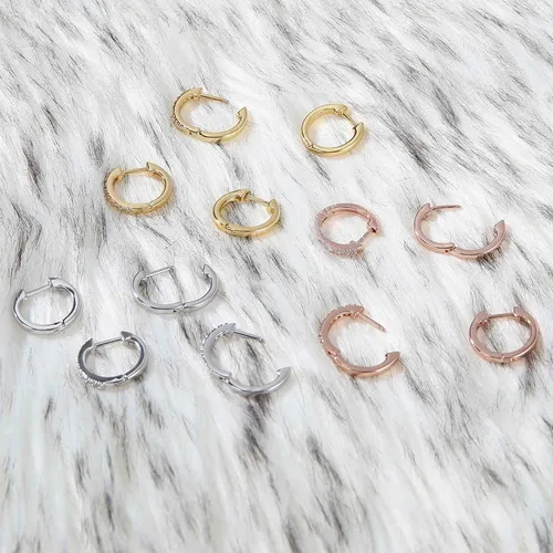 Miniatura 8 de Gacimy - Arracadas de mujer de oro de 14 quilates, aretes Huggie pequeños con broche para cartílago.