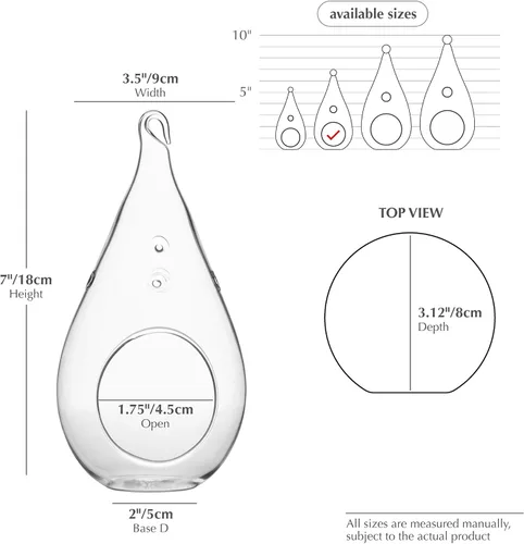 Miniatura 2 de WGV - Planta colgante de vidrio terrario a granel, ancho 3.5 pulgadas, altura 7 pulgadas, lágrima de bricolaje, maceta de aire para suculentas, luz