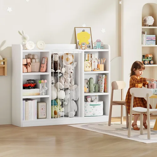 Miniatura 6 de Zoológico de animales de peluche para niños pequeños, organizador de almacenamiento de juguetes para sala de juegos, organizador y almacenamiento