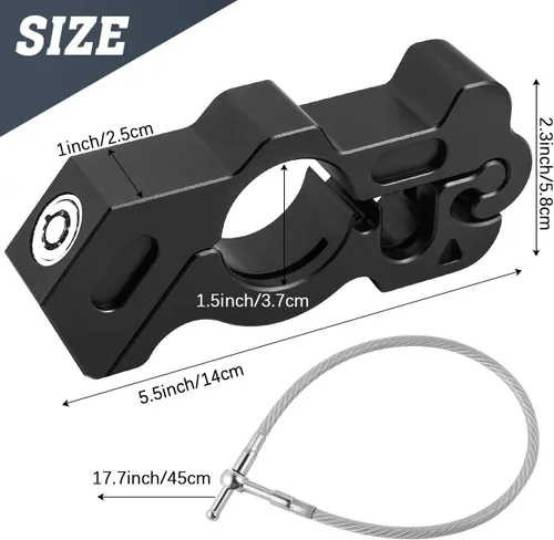 Miniatura 7 de Bloqueo de palanca de freno antirrobo para manillar de motocicleta, bloqueo de palanca de freno compatible con motos deportivas, motos, Negro