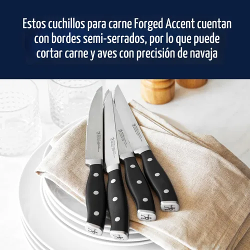 Miniatura 2 de HENCKELS Juego de 4 cuchillos para carne forjados Accent, negro, de ingeniería alemana, informado por más de 100 años de maestría