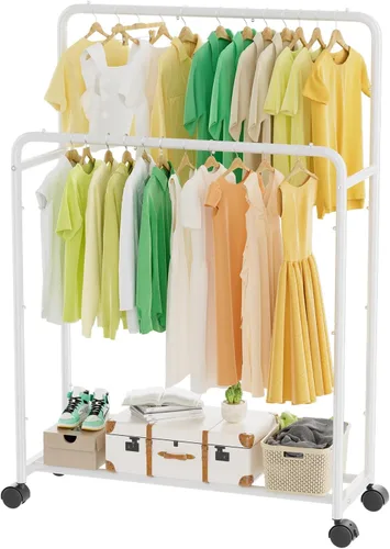 Miniatura 11 de Simple Trending Perchero de ropa con ruedas dobles para colgar ropa, color negro