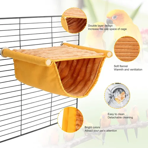 Miniatura 4 de BWOGUE Cama nido hamaca colgante cálida de invierno para pájaros, cabaña para acurrucarse, casa tienda juguete de loro, percha de jaula de pájaros