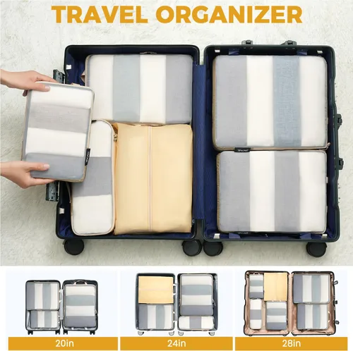 Miniatura 13 de BAGAIL 4 Set/6 Set Ultraligero Compresión Embalaje Cubos Organizador de Embalaje para Accesorios de Viaje Equipaje Maleta Mochila