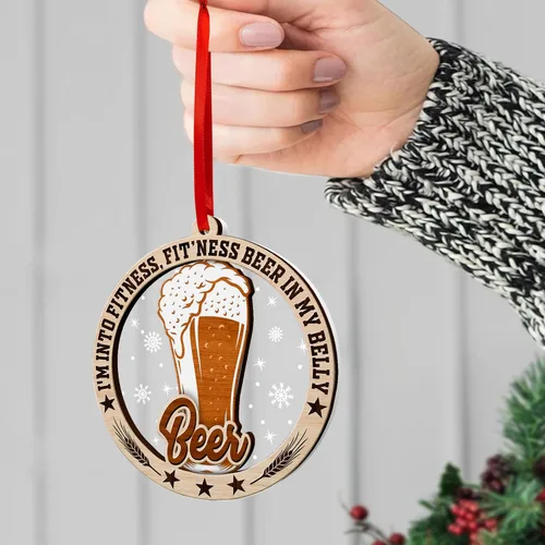 Miniatura 7 de Adornos de cerveza para árbol de Navidad, adorno de cerveza artesanal de 2 capas de madera y acrílico para árbol de Navidad, decoración de Navidad