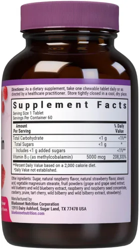 Miniatura 2 de Bluebonnet Nutrition EarthSweet Metilcobalamina 5,000 mcg Forma de coenzima activa de vitamina B12 apoya el impulso de energía y el metabolismo