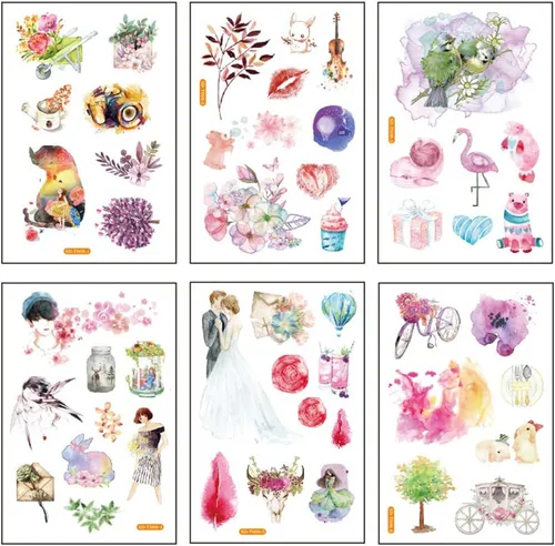 Miniatura 13 de 12 hojas de lindas calcomanías washi kawaii animales artesanales calcomanías decorativas para álbumes de recortes, planificador diario, collage