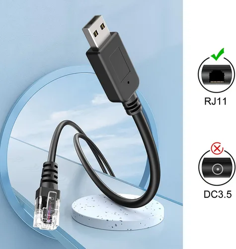 Miniatura 6 de Cable para detector de radar Plozoe, cable USB a RJ11, cable de alimentación con enchufe RJ11, para detector de radar Escort Uniden Radenso XP