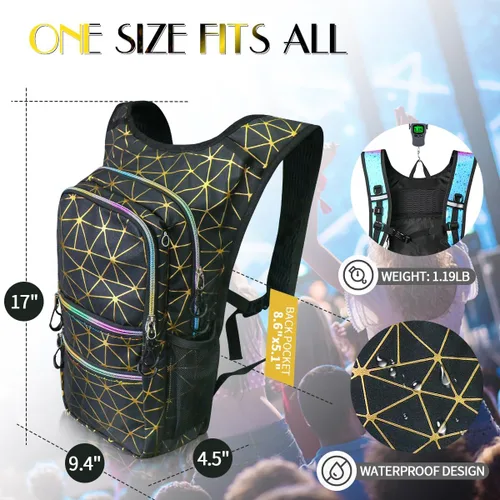 Miniatura 2 de Paquete de hidratación, mochila de agua con vejiga de hidratación de 3 L, aislamiento ligero, esencial para festivales, mochila de hidratación rave