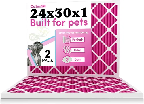 Miniatura 14 de Colorfil - Filtro de aire de 18 x 18 x 1 pulgadas, filtros que cambian de color para olores de gatos y perros, filtro de aire acondicionado MERV 8