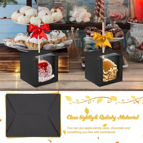 Miniatura 3 de 100 cajas de manzana de caramelo con agujero, cajas de manzana caramelo de 4 x 4 x 4 pulgadas, caja de regalo de regreso a clases, contenedor
