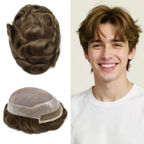 Miniatura 21 de LYRICAL HAIR Sistema de pieza de pelo tipo tupé para hombre, pieza de cabello de poliuretano alrededor de la unidad de cabello para hombres, 5 x 7
