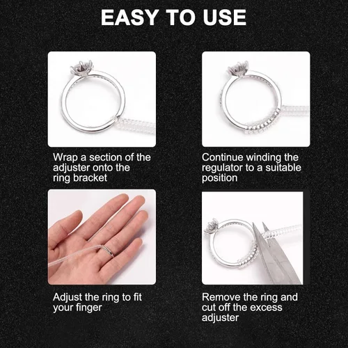 Miniatura 6 de Para anillos sueltos Anillo Guardia Clip Transparente Silicona Sizer Tensor Resizer 4 Tamaños
