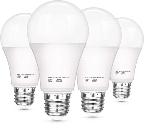 SHINE HAI - Bombillas LED de anochecer a amanecer con sensor, A19 12W, bombillas de encendido y apagado automático, 1200 lúmenes, base E26, blanco