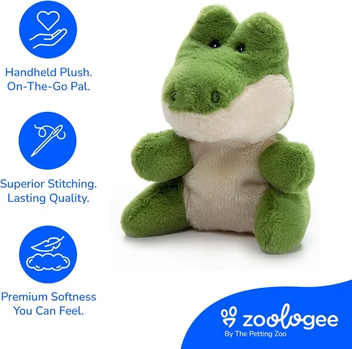 Miniatura 4 de The Petting Zoo Peluche de cocodrilo, regalos para niños, animales de vida silvestre Nuggetz, juguete de peluche de cocodrilo verde de 6 pulgadas