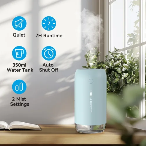 Miniatura 2 de Mini humidificador portátil, humidificador pequeño de niebla fría de 11.8 fl oz, humidificadores de escritorio personal USB para dormitorio